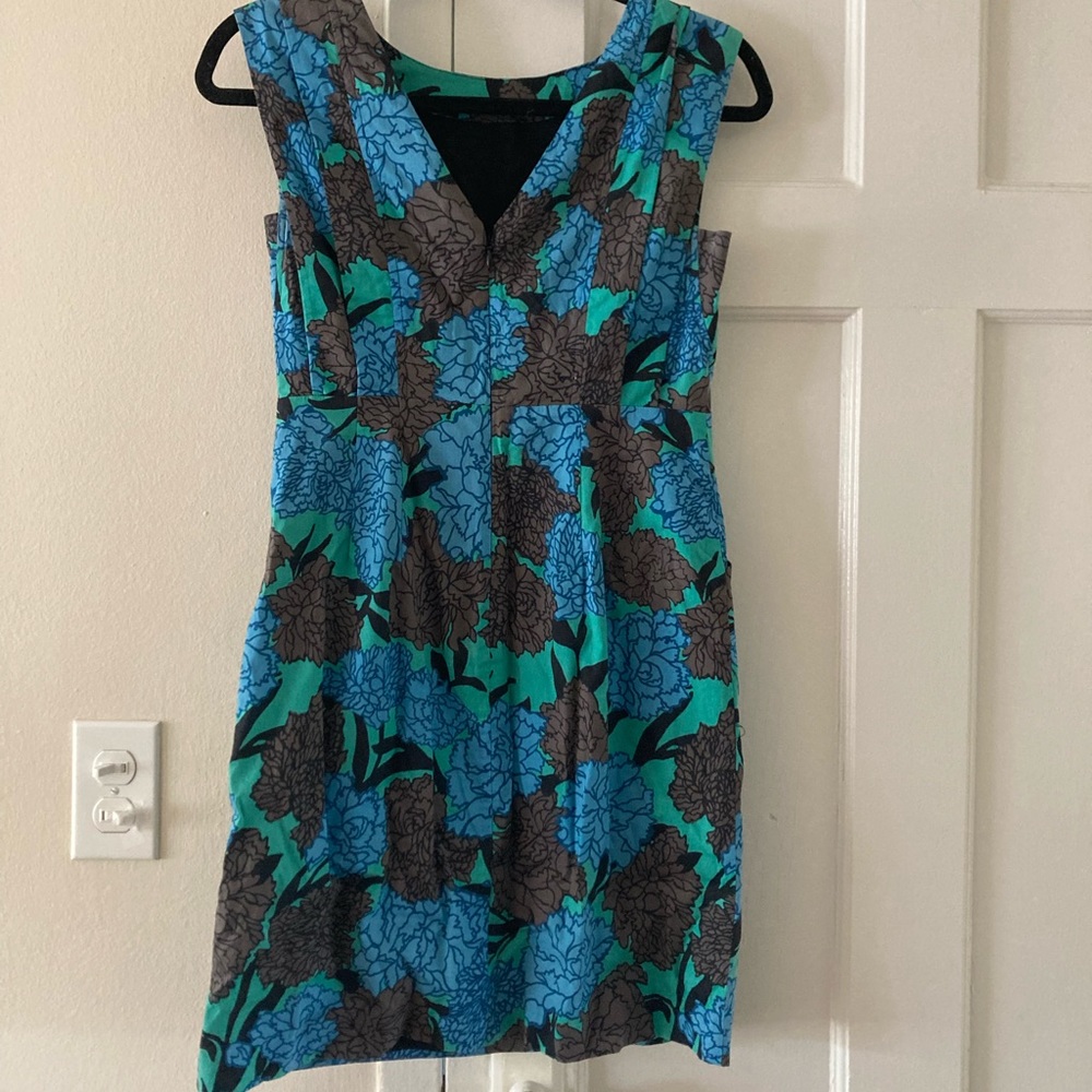 Plenty Dresses by Tracy Reese Vanessa floral 2P. blue green & brown with pockets